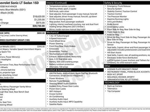 Used 2019 Chevrolet Sonic LT w/ RS Package FWD image 29