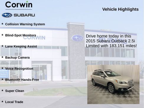 Used 2015 Subaru Outback 2.5i Limited AWD/4WD image 6