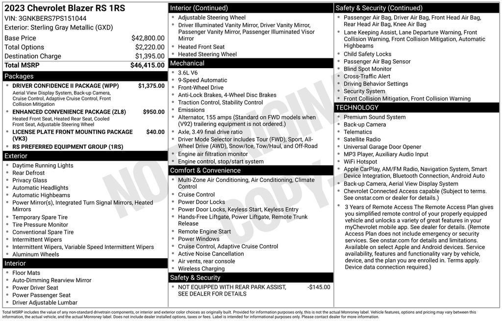 Used 2023 Chevrolet Blazer RS w/ Driver Confidence II Package FWD image 2