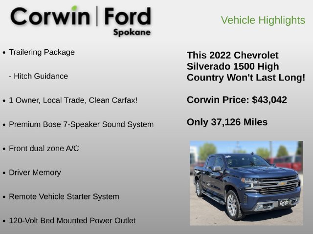 Used 2022 Chevrolet Silverado 1500 High Country AWD/4WD image 6