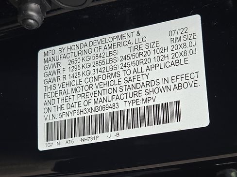 Certified 2022 Honda Pilot Sport image 26