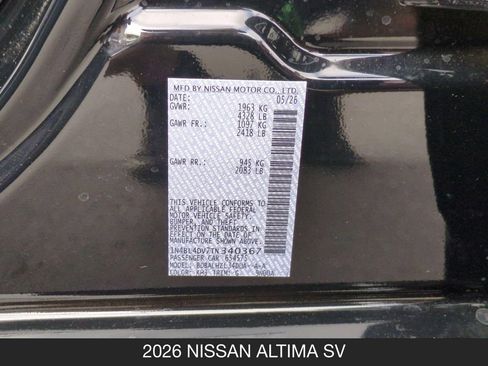 New 2026 Nissan Altima 2.5 SV FWD image 25