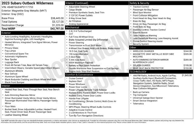 Used 2023 Subaru Outback Wilderness AWD/4WD image 42
