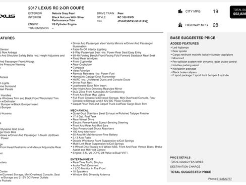 Used 2017 Lexus RC 350 F Sport image 6