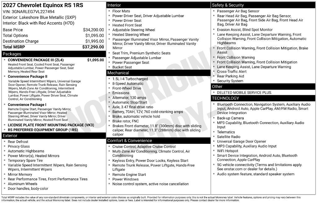 New 2027 Chevrolet Equinox RS w/ Convenience Package III FWD image 2