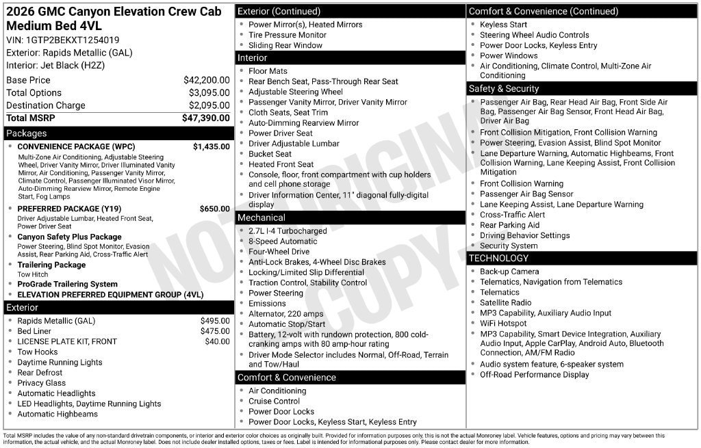 New 2026 GMC Canyon Elevation w/ Convenience Package AWD/4WD image 36