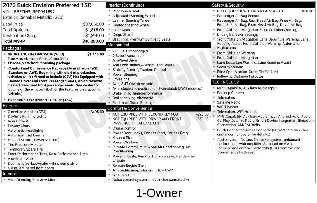 Used 2023 Buick Envision Preferred w/ Sport Touring Package AWD/4WD image 3