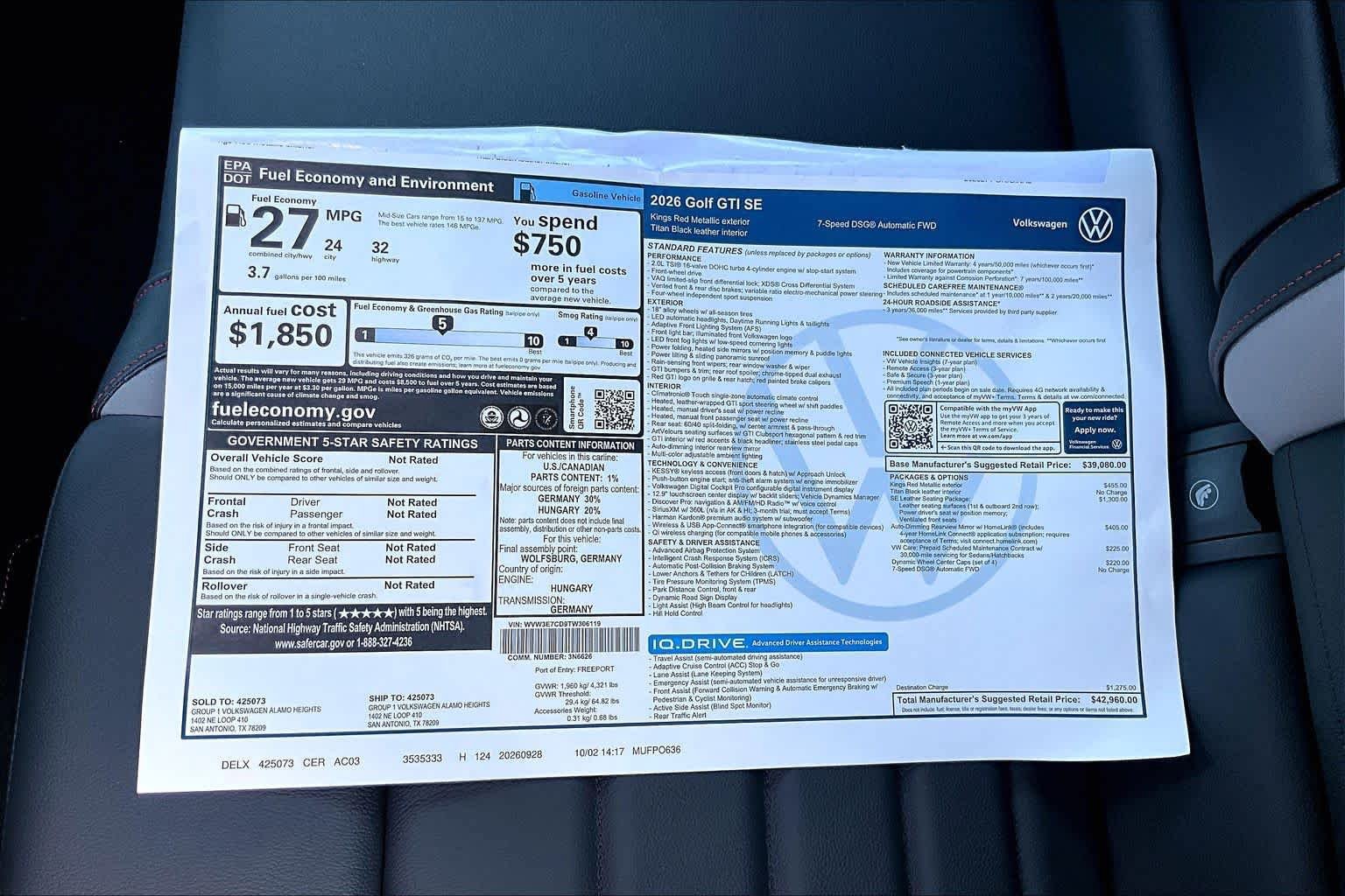 New 2026 Volkswagen GTI SE FWD image 22