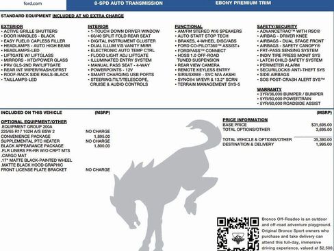 New 2025 Ford Bronco Sport Big Bend w/ Convenience Package image 2