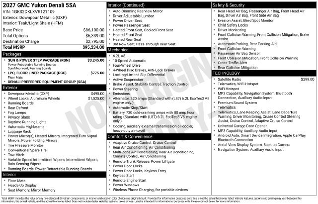 New 2027 GMC Yukon Denali w/ Sun & Power Step Package AWD/4WD image 3