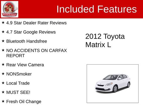 Used 2012 Toyota Matrix L w/ L Sport Pkg FWD image 4