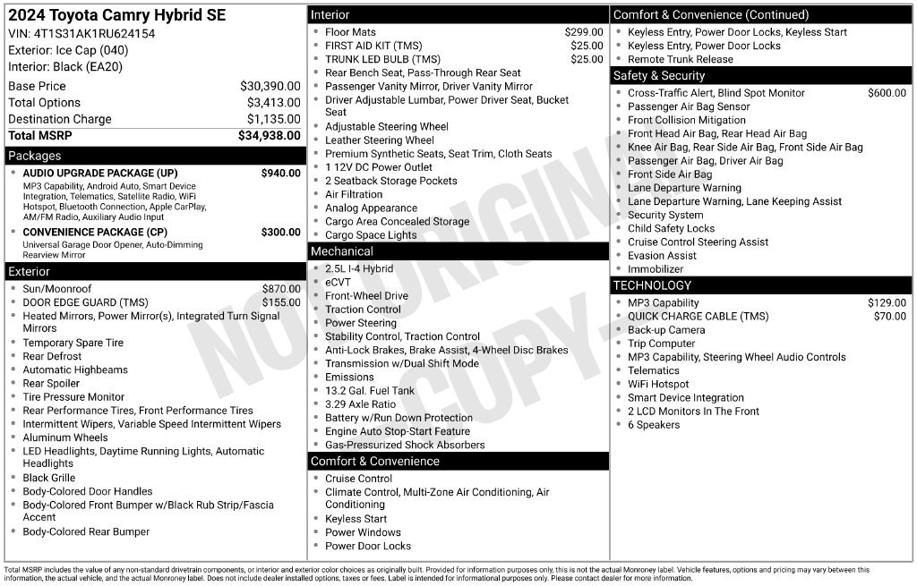 Used 2024 Toyota Camry SE w/ Audio Upgrade Package FWD image 40