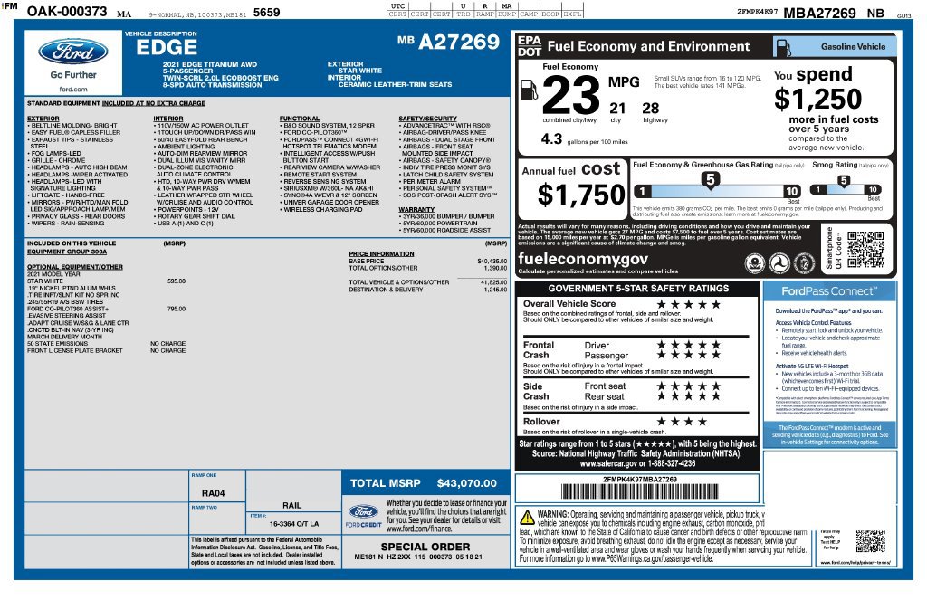 Used 2021 Ford Edge Titanium AWD/4WD image 3