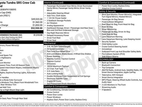 Used 2023 Toyota Tundra SR5 w/ SR5 Convenience Package AWD/4WD image 9
