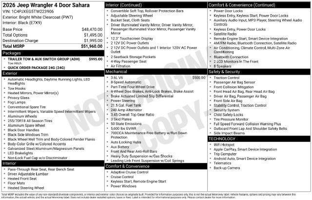 New 2026 Jeep Wrangler Unlimited Sahara AWD/4WD image 26
