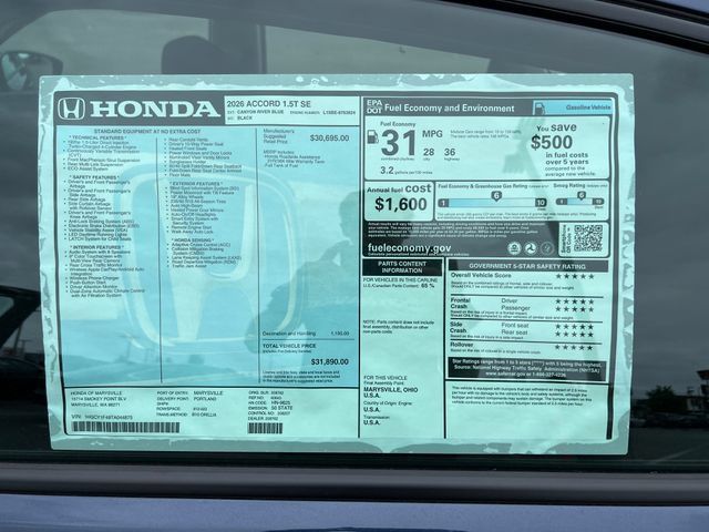 New 2026 Honda Accord SE image 31
