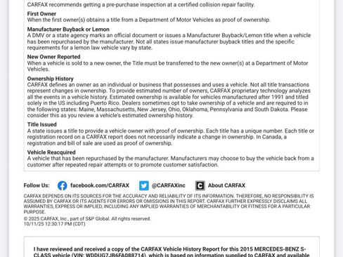 Used 2015 Mercedes-Benz S 63 AMG 4MATIC Sedan w/ Driver Assistance Package image 76