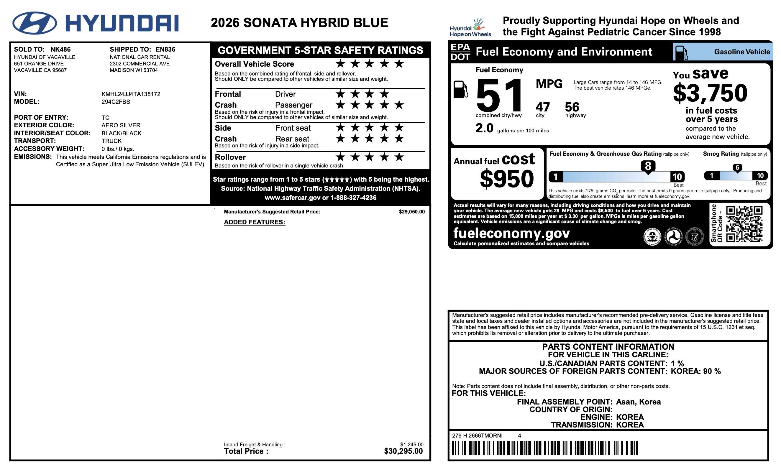 Used 2026 Hyundai Sonata Blue FWD image 5