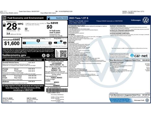 Used 2023 Volkswagen Taos S image 2