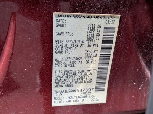 Used 2017 Nissan Titan Platinum Reserve AWD/4WD image 20