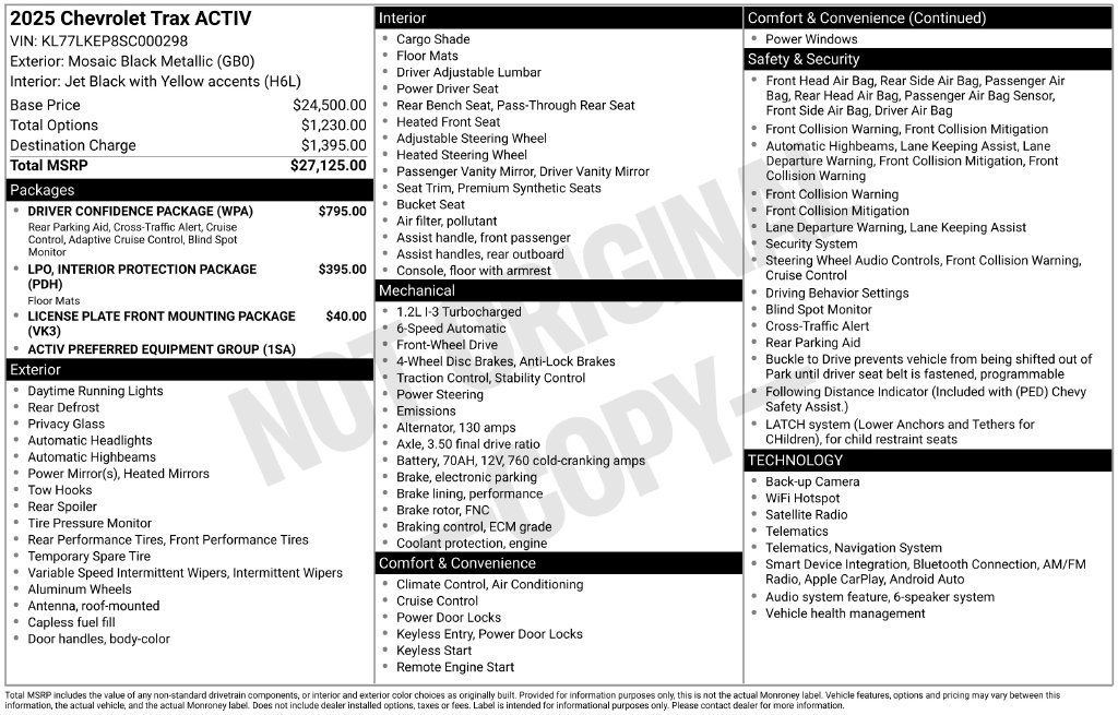 Used 2025 Chevrolet Trax ACTIV w/ Driver Confidence Package FWD image 5