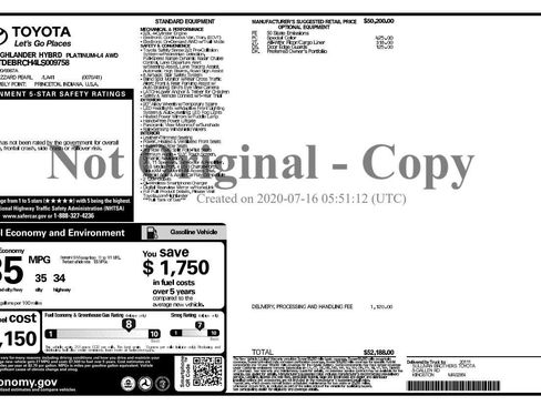 Used 2020 Toyota Highlander Platinum image 1