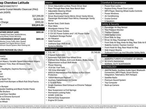 Used 2016 Jeep Cherokee Latitude w/ Safety/Convenience Group image 6