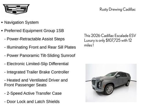 New 2026 Cadillac Escalade ESV Luxury w/ LPO, Floor Liner Package AWD/4WD image 4