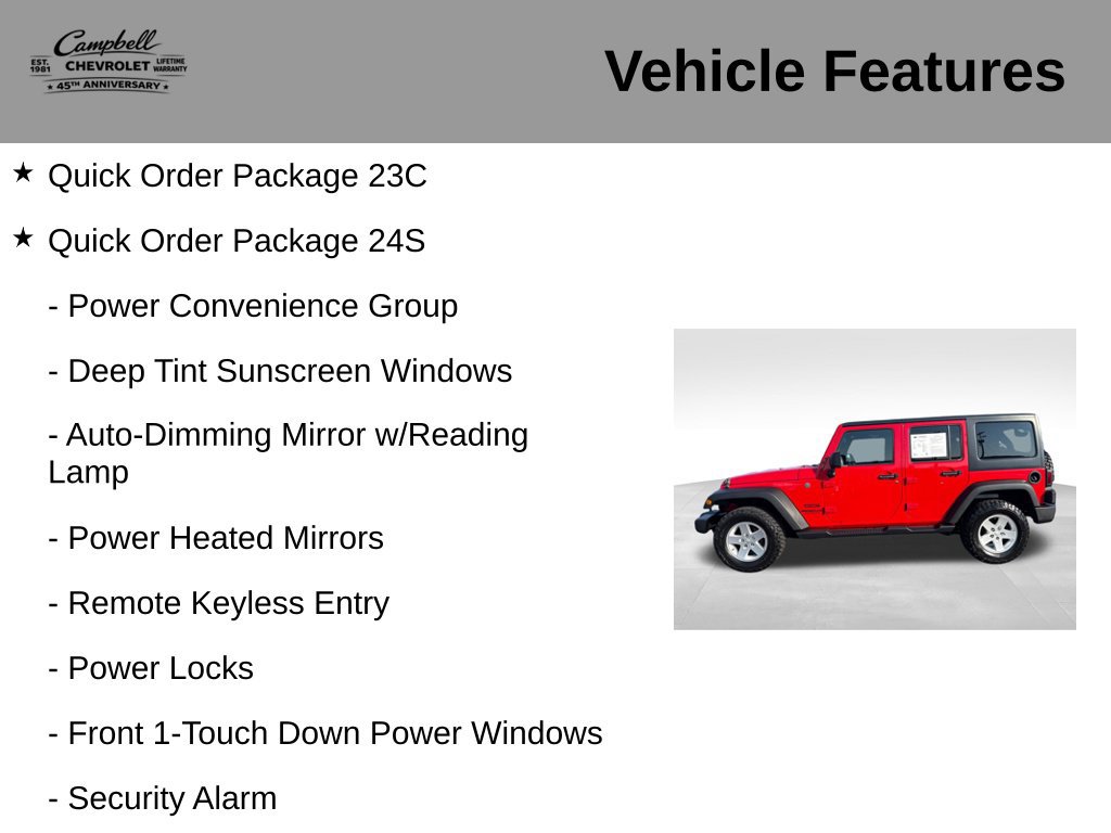 Used 2016 Jeep Wrangler Unlimited Sport w/ Quick Order Package 24S AWD/4WD image 5