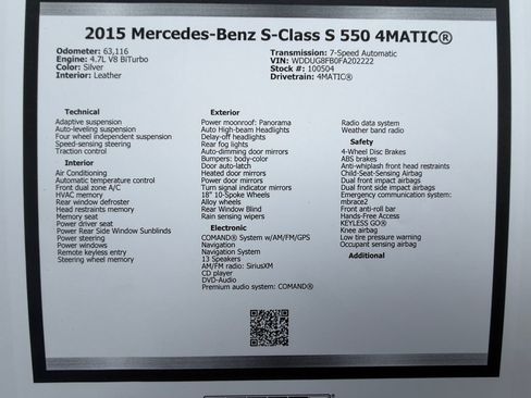 Used 2015 Mercedes-Benz S 550 4MATIC Sedan image 47