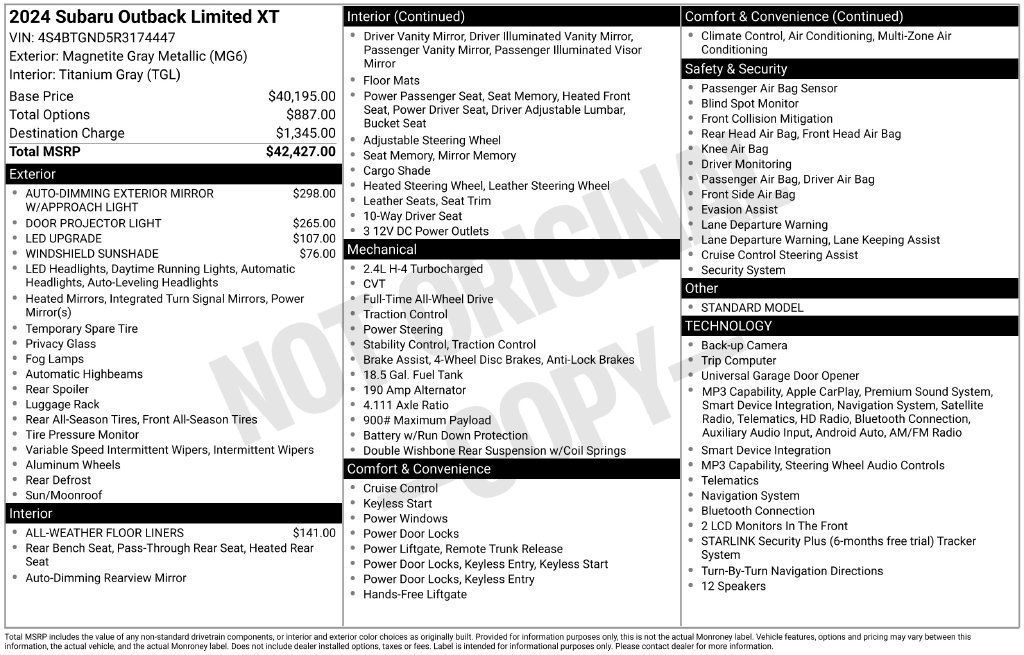 Used 2024 Subaru Outback Limited XT AWD/4WD image 44
