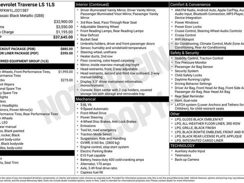 Used 2020 Chevrolet Traverse LS w/ LPO, Blackout Package image 8