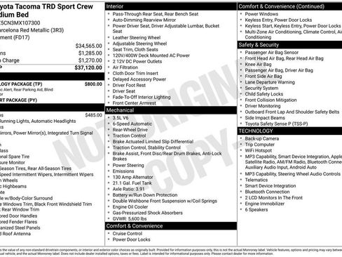 Used 2021 Toyota Tacoma TRD Sport w/ Technology Package RWD image 35
