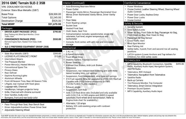 Used 2016 GMC Terrain SLE w/ Driver Alert Package I FWD image 2
