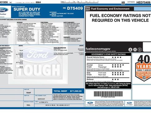 Used 2017 Ford F250 Platinum w/ Platinum Ultimate Package AWD/4WD image 1