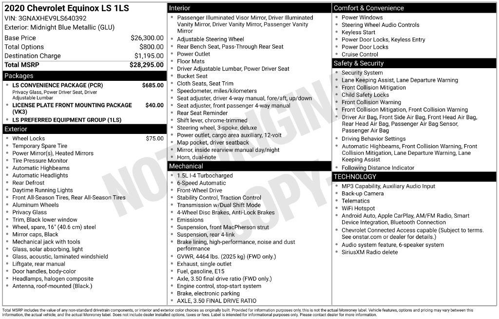 Used 2020 Chevrolet Equinox LS w/ LS Convenience Package FWD image 3