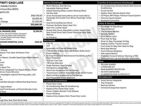 Used 2020 INFINITI QX60 Luxe w/ Essential Package image 15