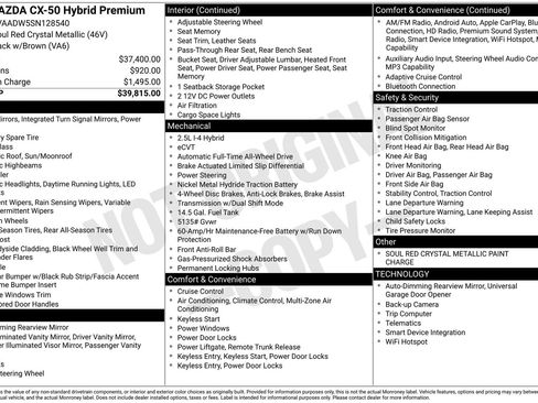 Certified 2025 MAZDA CX-50 AWD 2.5 Hybrid w/ Premium Pkg image 14