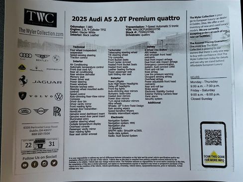 Used 2025 Audi A5 2.0T Premium w/ Convenience Package AWD/4WD image 49