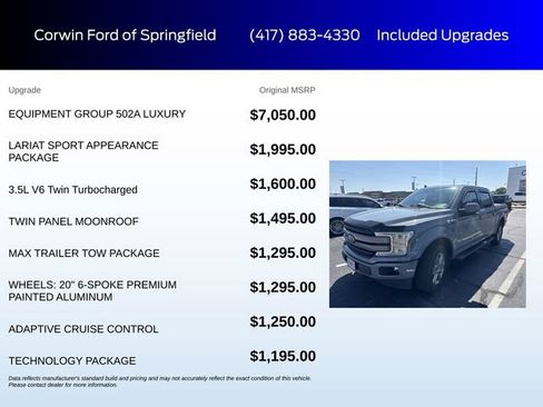 Used 2019 Ford F150 Lariat w/ Equipment Group 502A Luxury AWD/4WD image 6