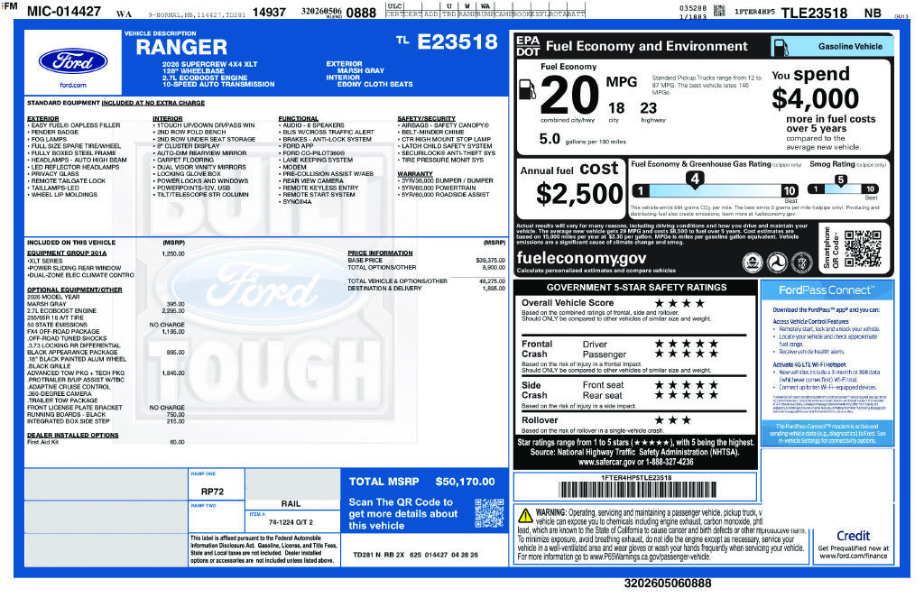 New 2026 Ford Ranger XLT AWD/4WD image 48