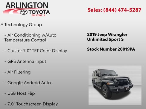 Used 2019 Jeep Wrangler Unlimited Sport S AWD/4WD image 2