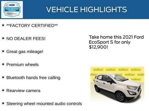 Certified 2021 Ford EcoSport S FWD image 12