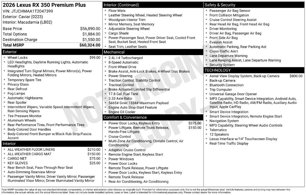 New 2026 Lexus RX 350 Premium Plus FWD image 4