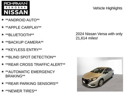 Used 2024 Nissan Versa S w/ Trunk Package FWD image 7