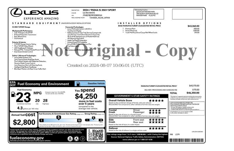 Used 2024 Lexus IS 350 F Sport w/ Accessory Package RWD image 2