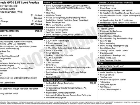 New 2026 Genesis GV70 3.5T Sport Prestige w/ G1 Accessory Package image 3