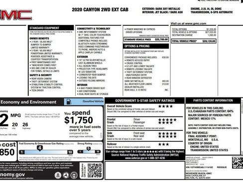 Used 2020 GMC Canyon W/T w/ Convenience Package image 3