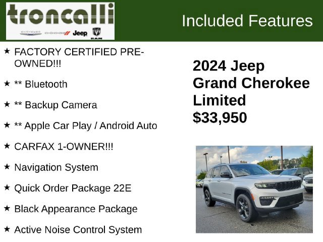 Certified 2024 Jeep Grand Cherokee Limited w/ Black Appearance Package AWD/4WD image 5