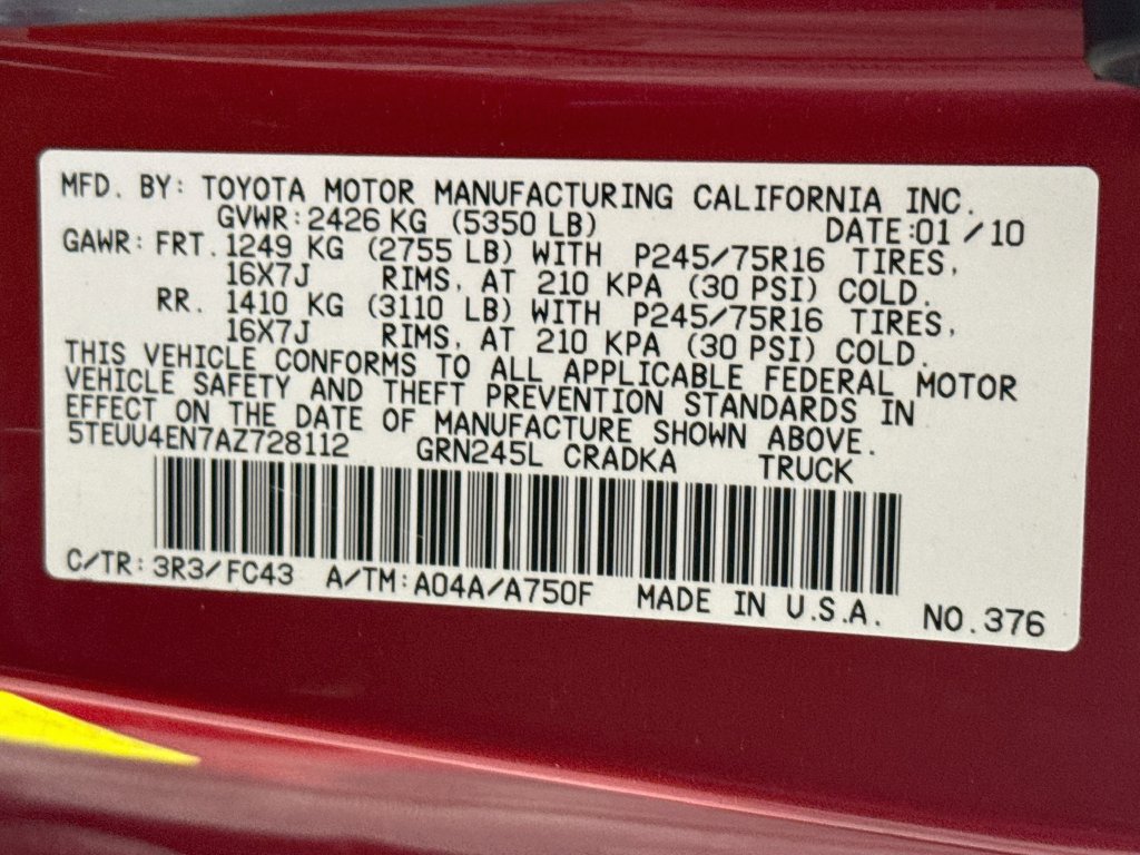 Used 2010 Toyota Tacoma 4x4 Access Cab V6 image 35